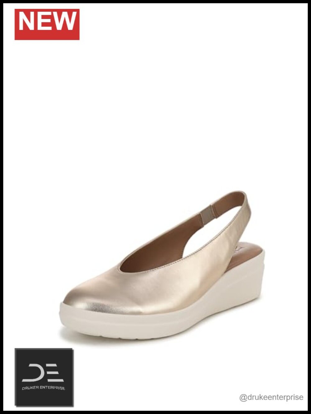 Naturalizer Sutton Women's Leather Slingback Wedge Pump Almond Toe Comfort
